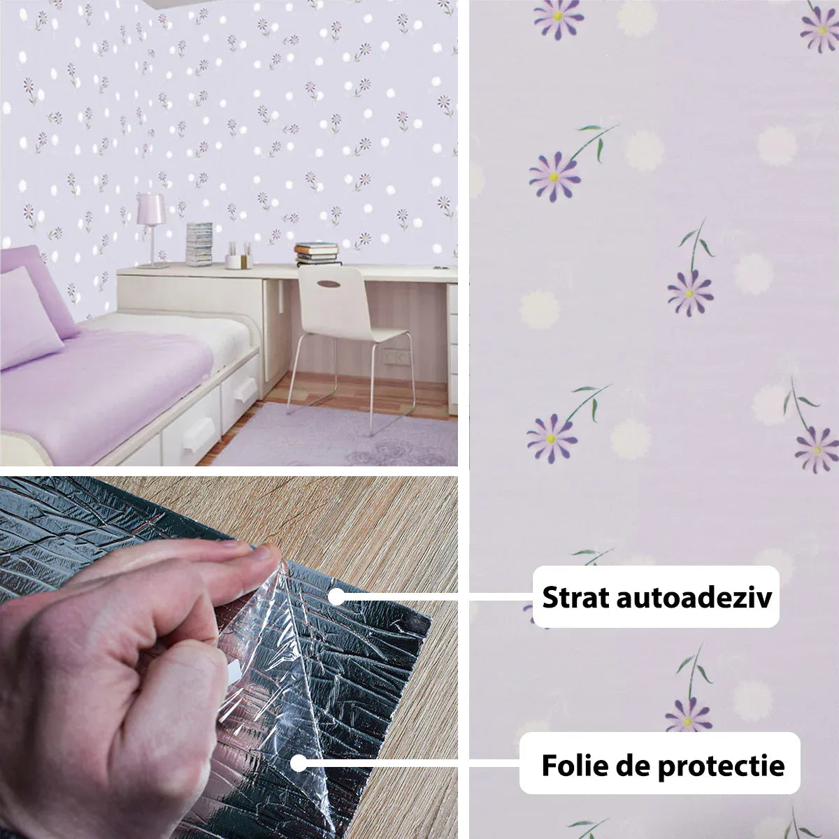 Rola panou autoadeziv, Naimeed D5688, design modern, 2mm grosime, 60x300cm, Mov
