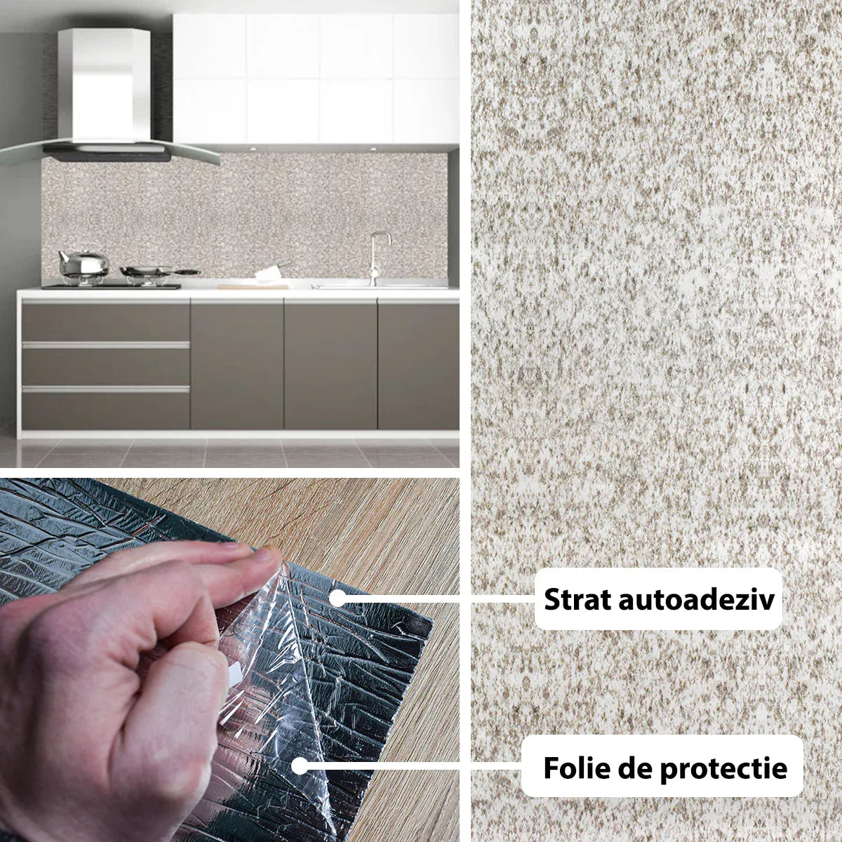 Rola panou autoadeziv, Naimeed D5697, design modern, 2mm grosime, 60x300cm, Crem