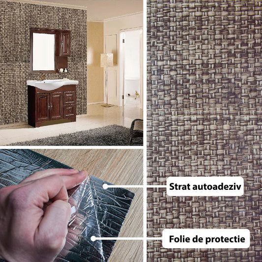 Rola panou decorativ, autoadeziv, Naimeed D5702, termoizolant, 60x300cm, Maro