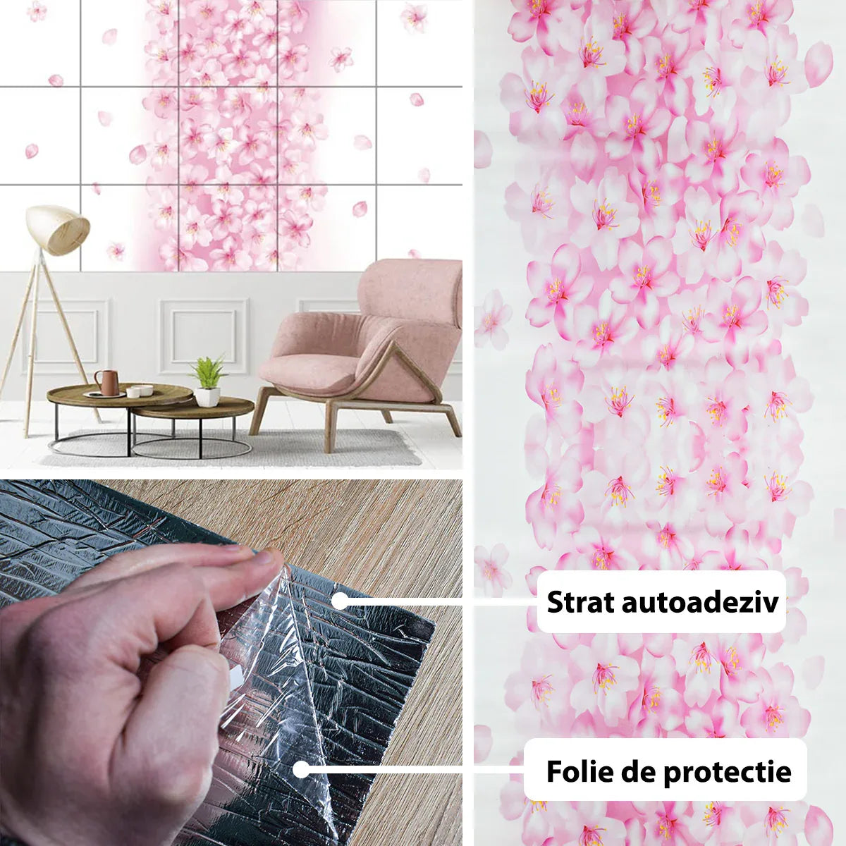 Rola panou autoadeziv, Naimeed D5707, design modern, 2mm grosime, 60x300cm, Roz