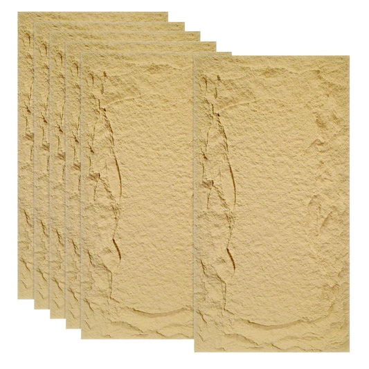 Set 6 x Panou Decorativ 3D, Naimeed D5749, ultrausor, design elegant, PU, 120 x 60 x 5 cm, Crem