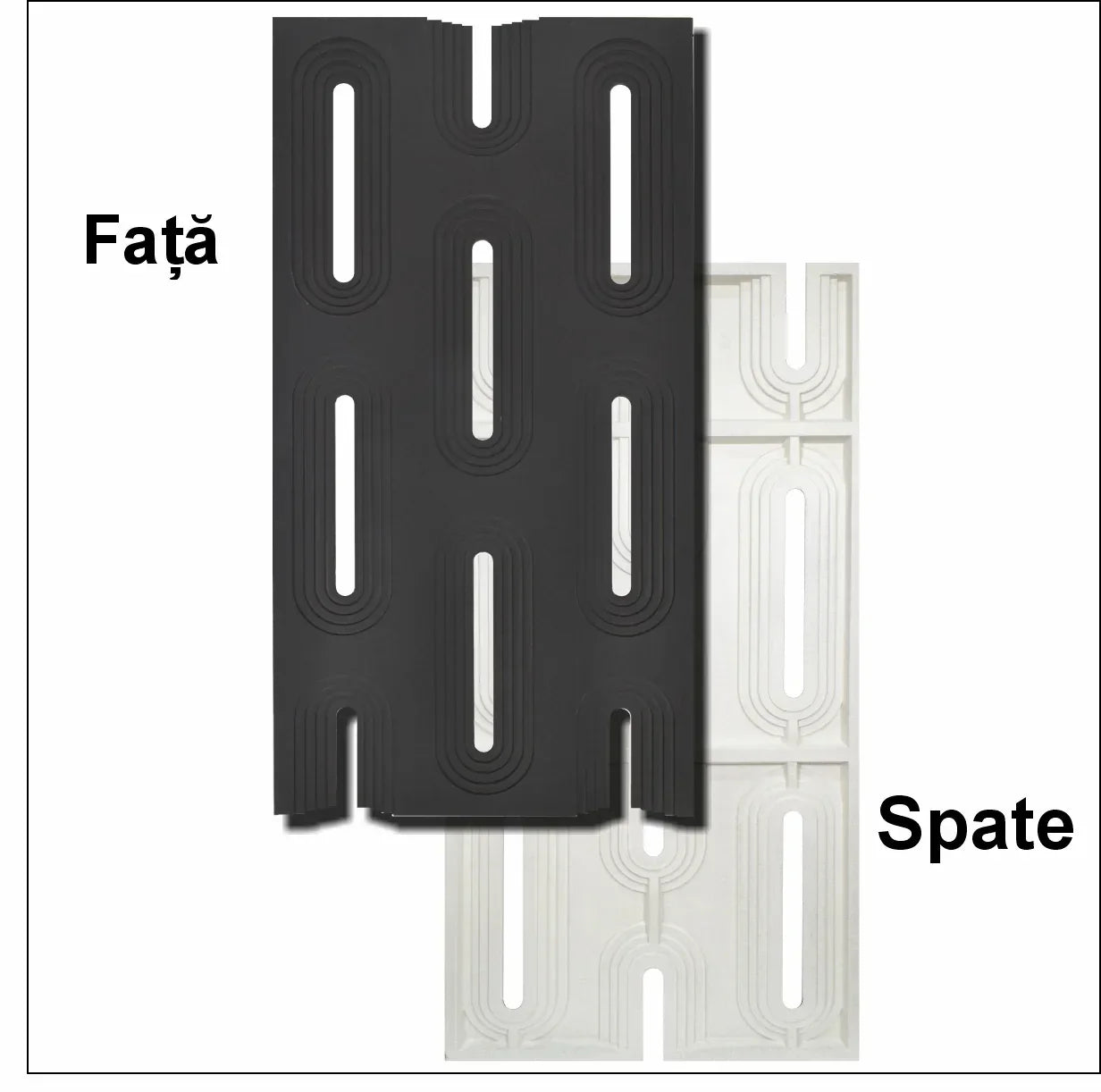 Set 8 x Panou Decorativ 3D, Naimeed D5765, ultrausor, design elegant, PU, 120 x 60 x 3 cm, Negru