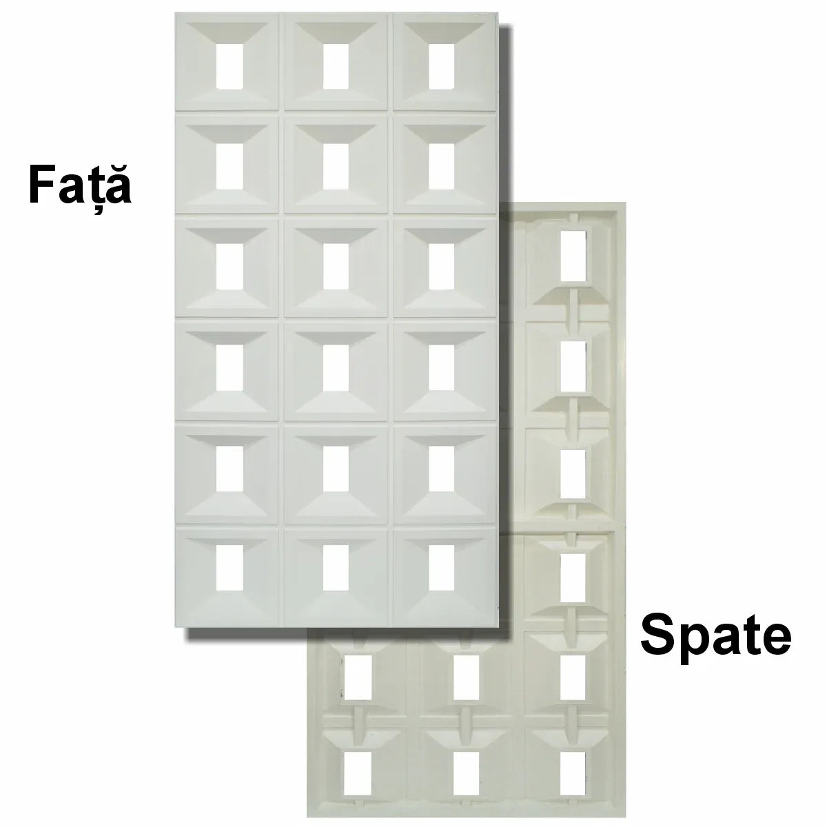 Set 8 x Panou Decorativ 3D, Naimeed D5767, ultrausor, design elegant, PU, 120 x 60 x 3 cm, Alb