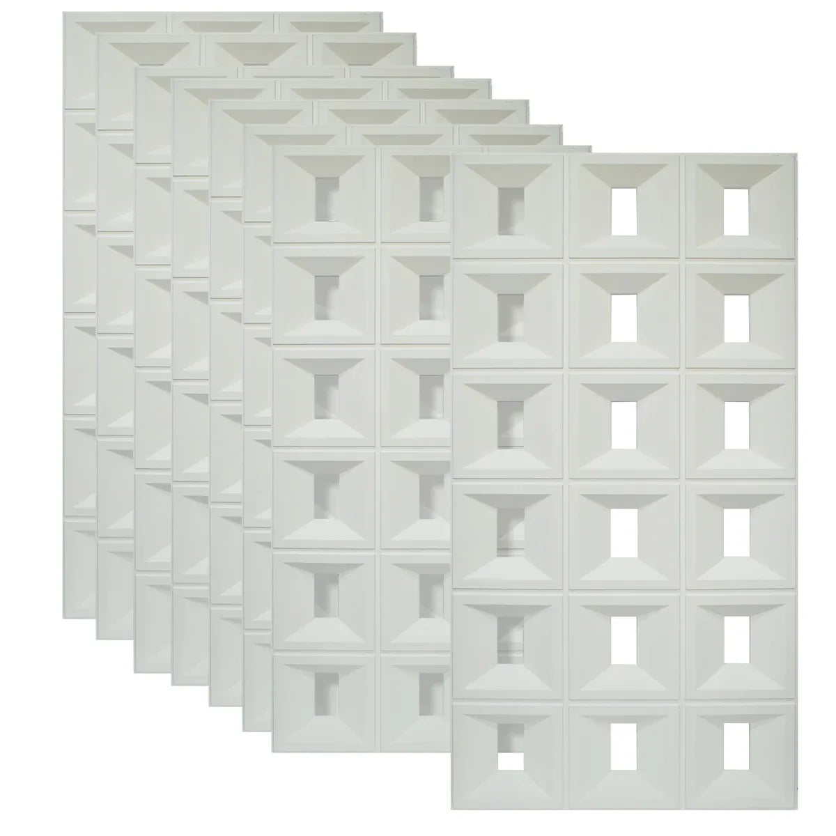 Set 8 x Panou Decorativ 3D, Naimeed D5767, ultrausor, design elegant, PU, 120 x 60 x 3 cm, Alb