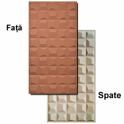 Set 6 x Panou Decorativ 3D, Naimeed D5773, ultrausor, design elegant, PU, 120 x 60 x 2.5 cm, Caramiziu inchis