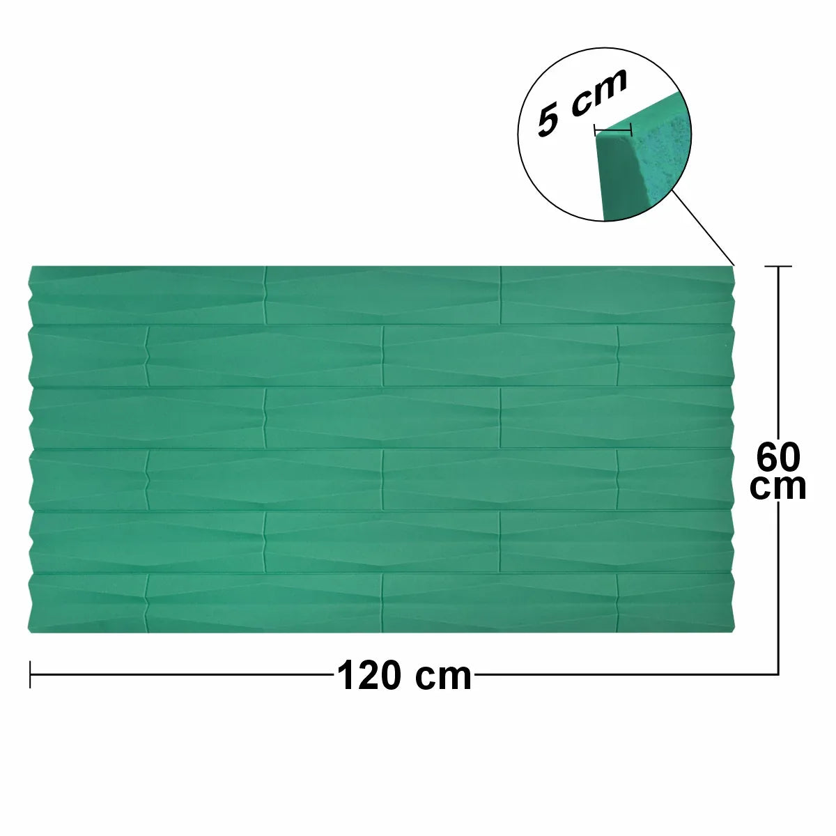 Set 12 x Panou Decorativ 3D, Naimeed D5776, ultrausor, design elegant, PU, 120 x 60 x 2.5 cm, Turcoaz