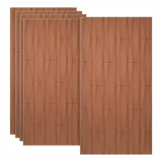 Set 5 x Panou Decorativ 3D, Naimeed D5777, ultrausor, design elegant, PU, 120 x 60 x 2.5 cm, Caramiziu
