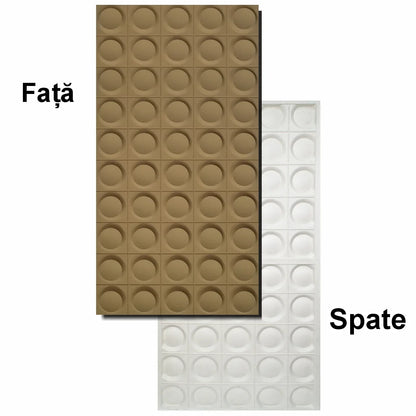 Set 5 x Panou Decorativ 3D, Naimeed D5778, ultrausor, design elegant, PU, 120 x 60 x 2.5 cm, Maro
