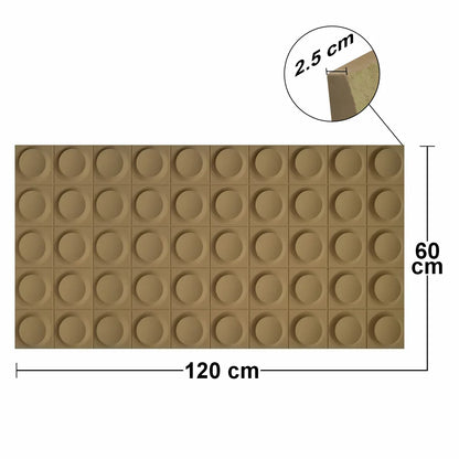 Set 5 x Panou Decorativ 3D, Naimeed D5778, ultrausor, design elegant, PU, 120 x 60 x 2.5 cm, Maro