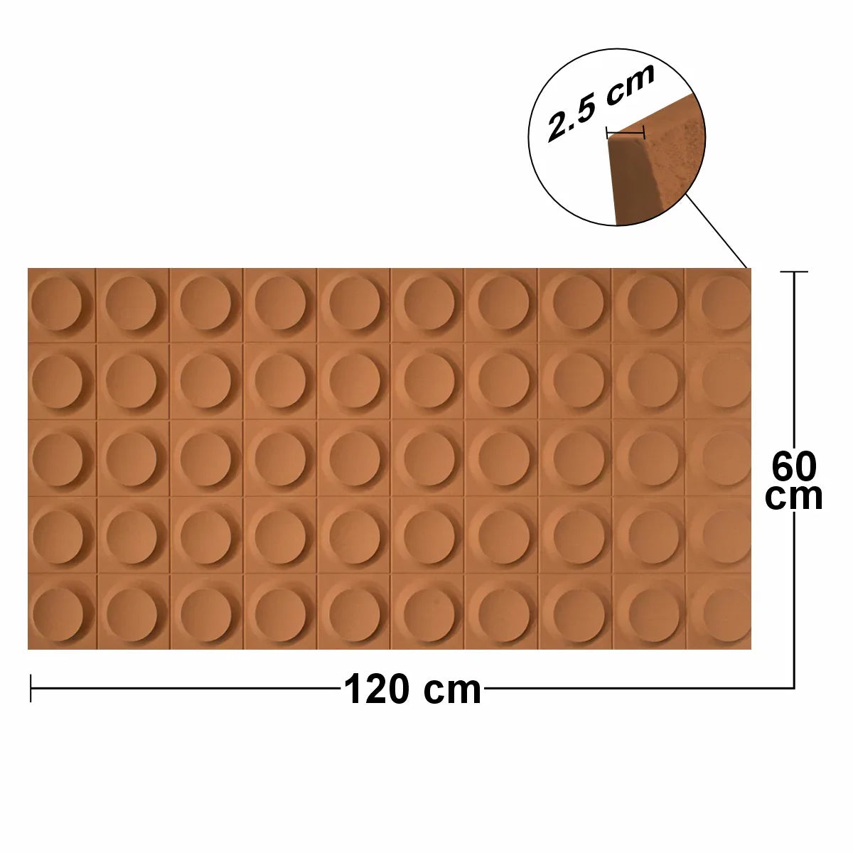 Set 5 x Panou Decorativ 3D, Naimeed D5779, ultrausor, design elegant, PU, 120 x 60 x 2.5 cm, Portocaliu