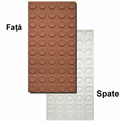 Set 5 x Panou Decorativ 3D, Naimeed D5781, ultrausor, design elegant, PU, 120 x 60 x 2.5 cm, Caramiziu