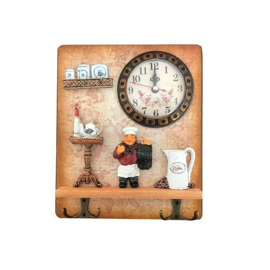 Cuier decorativ cu 2 carlige duble, Naimeed D58-7, 18x21.5x0.8 cm, Maro