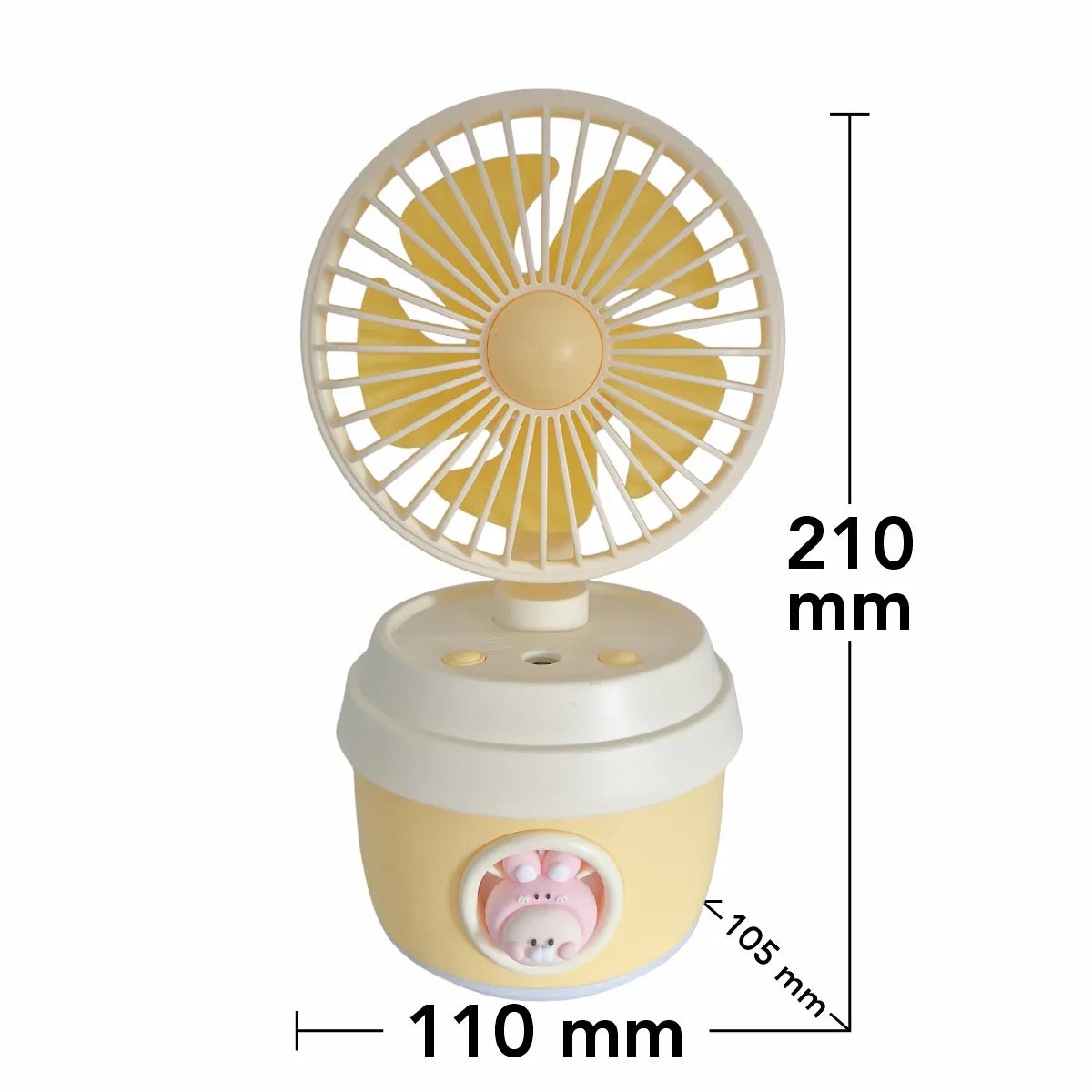 Ventilator si Umidificator, cu acumulator, Naimeed D5835, USB, Galben, 110x210x105mm