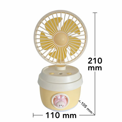 Ventilator si Umidificator, cu acumulator, Naimeed D5835, USB, Galben, 110x210x105mm