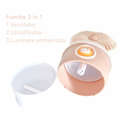 Ventilator si Umidificator, cu acumulator, Naimeed D5836, USB, Portocaliu, 110x210x105mm