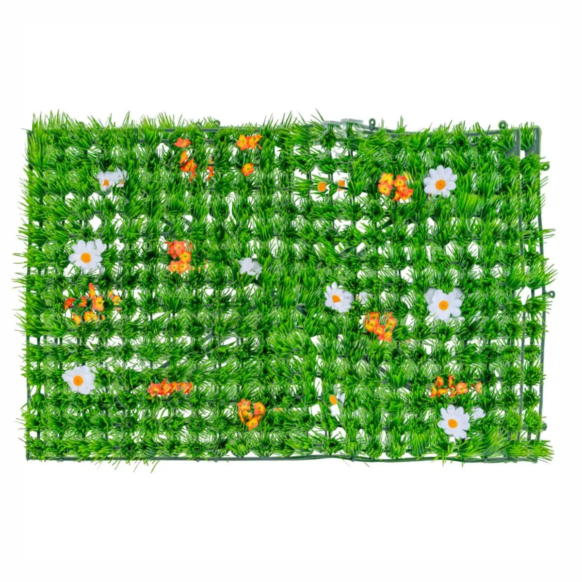 Panou din plante artificiale, cu iarba si flori, Naimeed D5894, Multicolor, 600x400mm