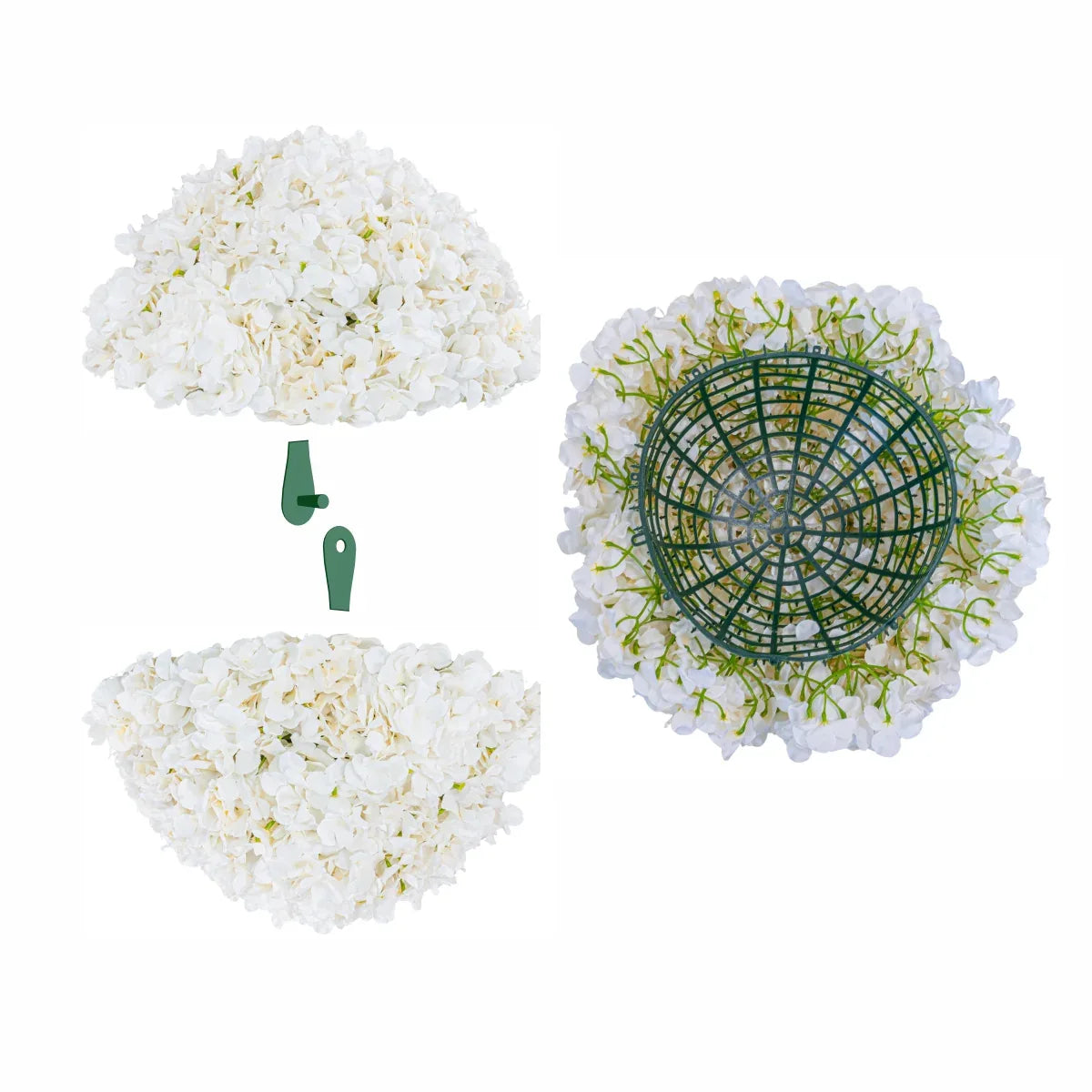 Sfera din plante artificiale, cu flori, Naimeed D5918, Alb, 300mm