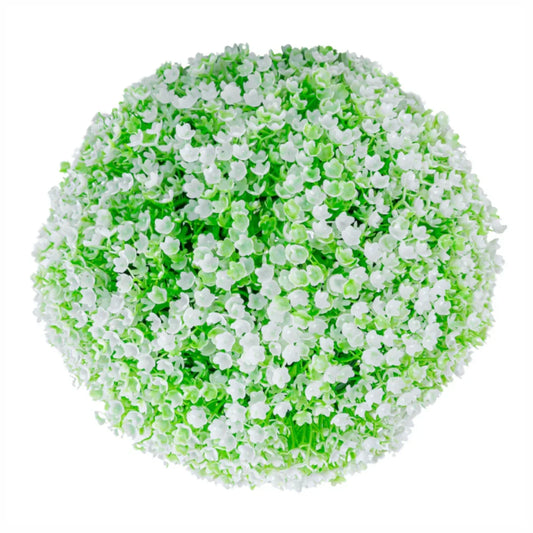 Sfera din plante artificiale, cu flori, Naimeed D5931, Verde-Alb, 280mm