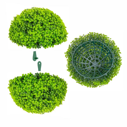 Sfera din plante artificiale, cu flori, Naimeed D5936, Verde Inchis, 200mm