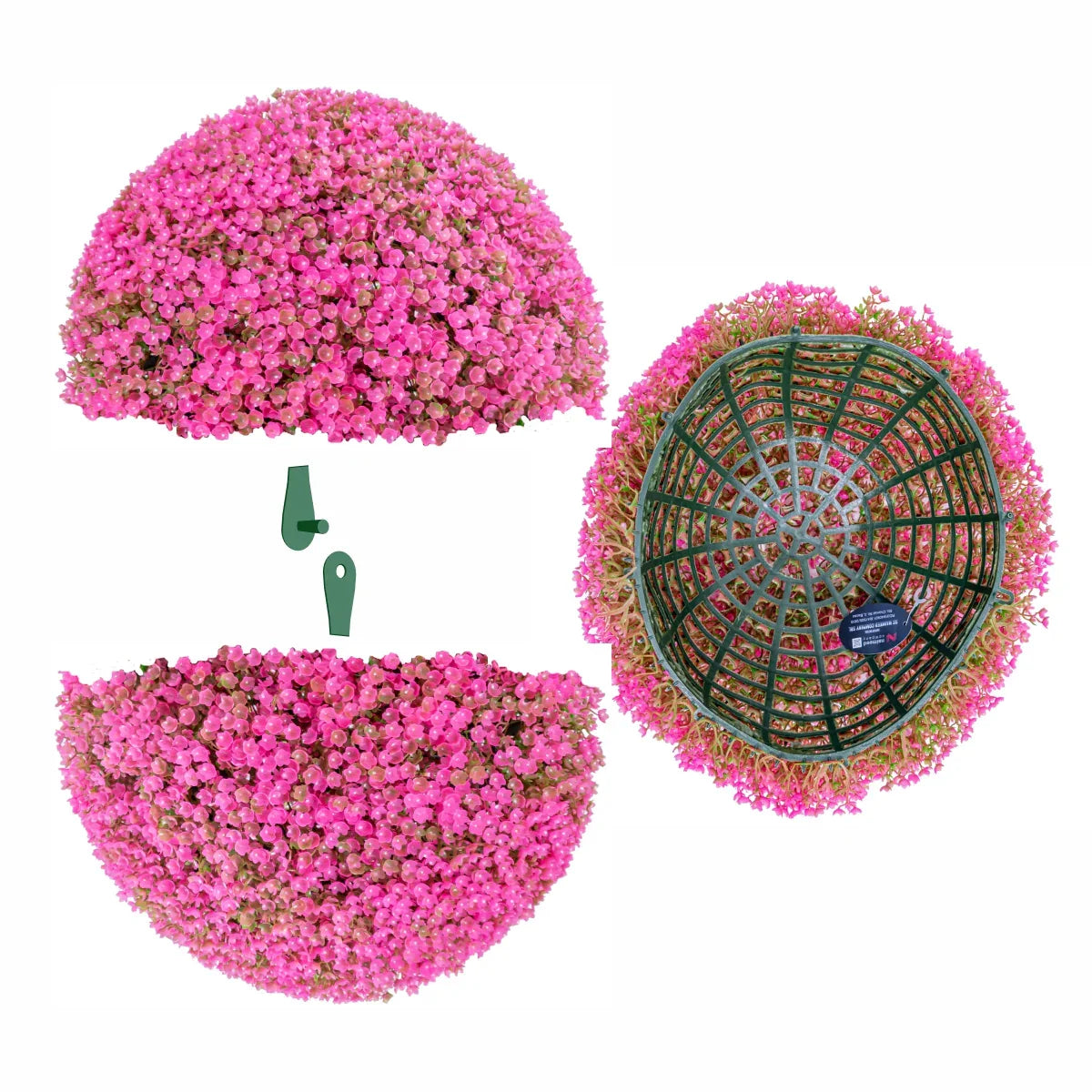 Sfera din plante artificiale, cu flori, Naimeed D5939, Roz Inchis, 280mm