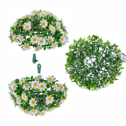 Sfera din plante artificiale, cu flori, Naimeed D5948, Vernil, 200mm