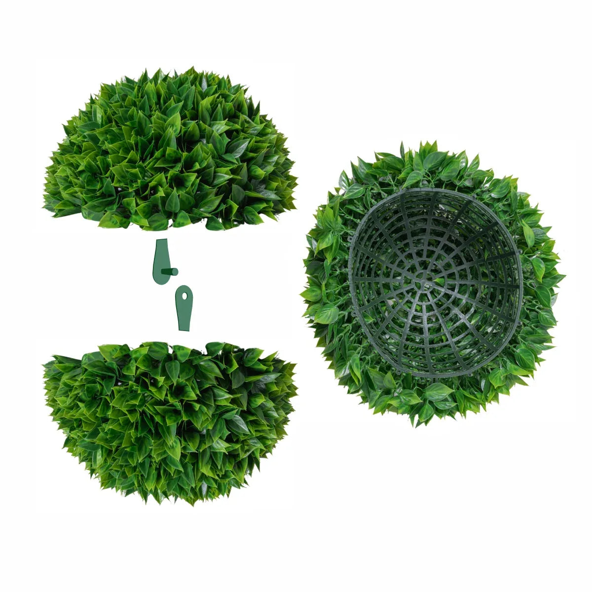 Sfera din plante artificiale, cu flori, Naimeed D5952, Verde intens, 200mm