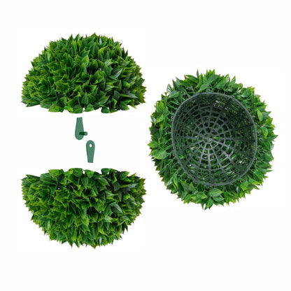 Sfera din plante artificiale, cu flori, Naimeed D5953, Verde intens, 150mm