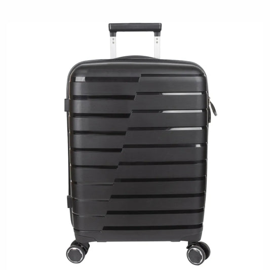 Troler voiaj Mare L, StowAway, Naimeed D5962, 4 roti duble 360 grade, PP, inchidere cifru, Negru, 44x26x61cm