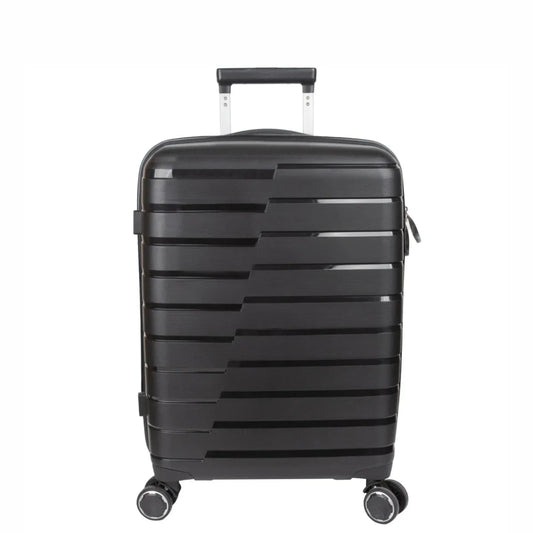 Troler voiaj Mediu M, StowAway, Naimeed D5962, 4 roti duble 360 grade, PP, inchidere cifru, Negru, 39x22x51cm