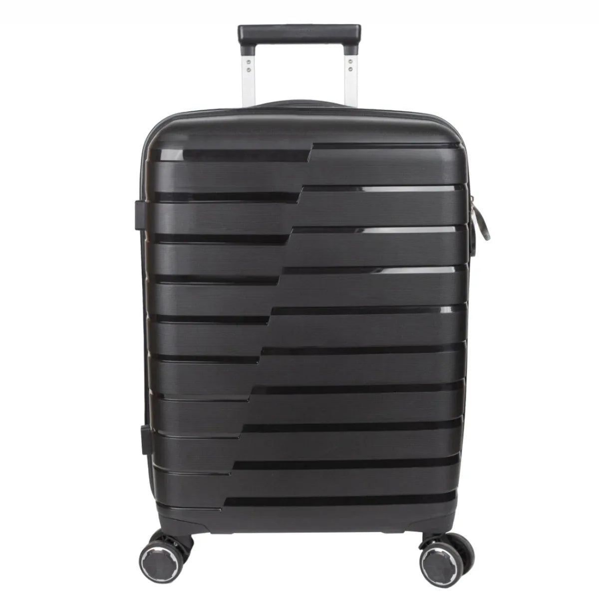 Troler voiaj Mare XL, StowAway, Naimeed D5962, 4 roti duble 360 grade detasabile , PP, inchidere cifru, Negru, 51x29.5x70cm
