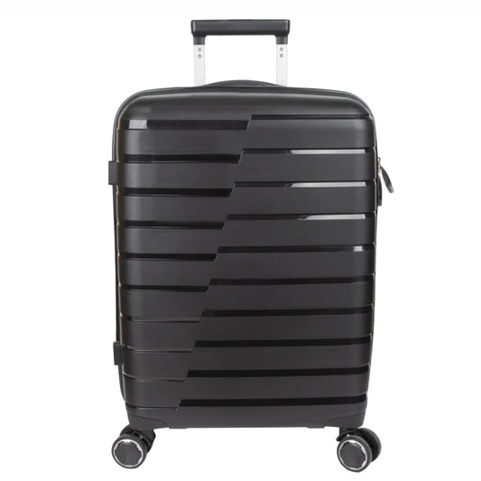 Troler voiaj Mare XL, StowAway, Naimeed D5962, 4 roti duble 360 grade detasabile , PP, inchidere cifru, Negru, 51x29.5x70cm
