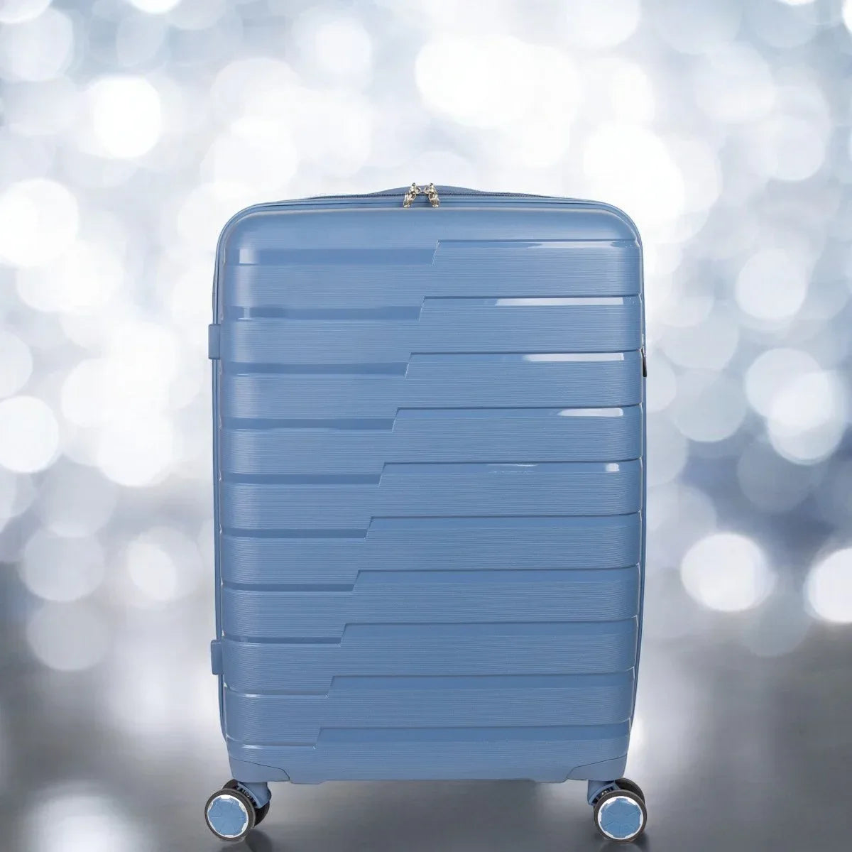 Troler voiaj Mediu M, StowAway, Naimeed D5963, 4 roti duble 360 grade, PP, inchidere cifru, Albastru, 39x22x51cm