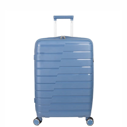 Troler voiaj Mediu M, StowAway, Naimeed D5963, 4 roti duble 360 grade, PP, inchidere cifru, Albastru, 39x22x51cm