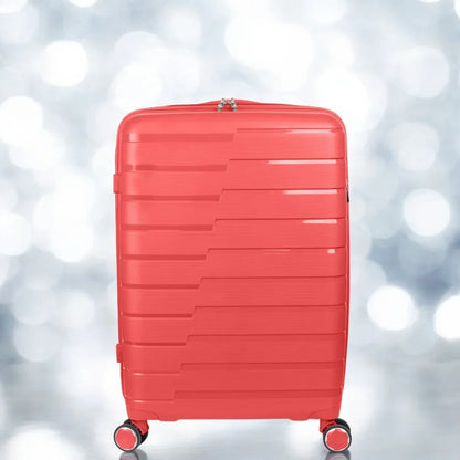 Troler voiaj Mediu M, StowAway, Naimeed D5964, 4 roti duble 360 grade detasabile , PP, inchidere cifru, Rosu, 39x22x51cm