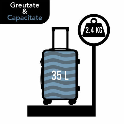 Troler voiaj Mic S, StowAway, Naimeed D5969, 4 roti duble 360 grade detasabile , PP, inchidere cifru, Rosu, 37x20x48cm