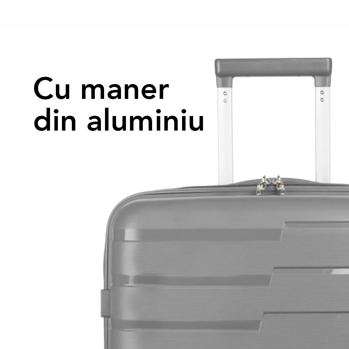 Troler voiaj Mic S, StowAway, Naimeed D5965, 4 roti duble 360 grade detasabile , PP, inchidere cifru, Gri, 37x20x48cm