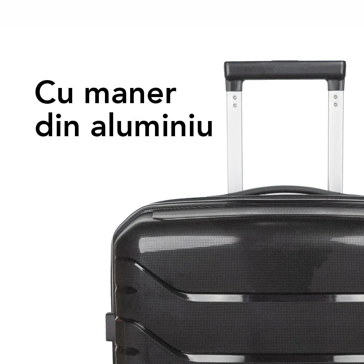 Troler voiaj Mare L, StowAway, Naimeed D5966, 4 roti duble 360 grade detasabile , PP, inchidere cifru, Negru, 44x26x61cm