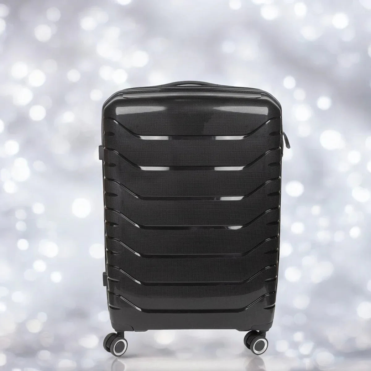 Troler voiaj Mare L, StowAway, Naimeed D5966, 4 roti duble 360 grade detasabile , PP, inchidere cifru, Negru, 44x26x61cm