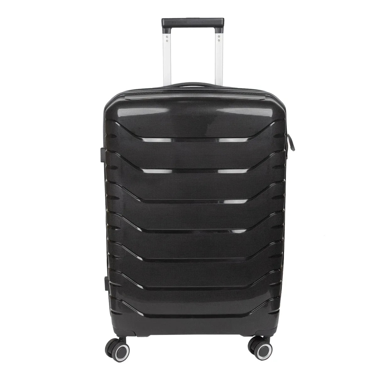Troler voiaj Mare XL, StowAway, Naimeed D5966, 4 roti duble 360 grade detasabile , PP, inchidere cifru, Negru, 51x29.5x70cm
