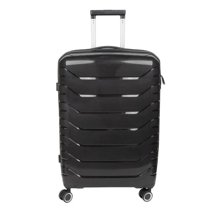 Troler voiaj Mare XL, StowAway, Naimeed D5966, 4 roti duble 360 grade detasabile , PP, inchidere cifru, Negru, 51x29.5x70cm