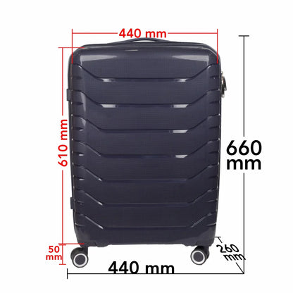 Troler voiaj Mare L, StowAway, Naimeed D5968, 4 roti duble 360 grade detasabile , PP, inchidere cifru, Mov Inchis, 44x26x61cm
