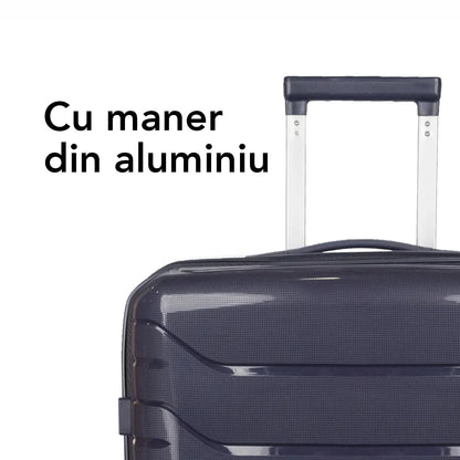 Troler voiaj Mare L, StowAway, Naimeed D5968, 4 roti duble 360 grade detasabile , PP, inchidere cifru, Mov Inchis, 44x26x61cm