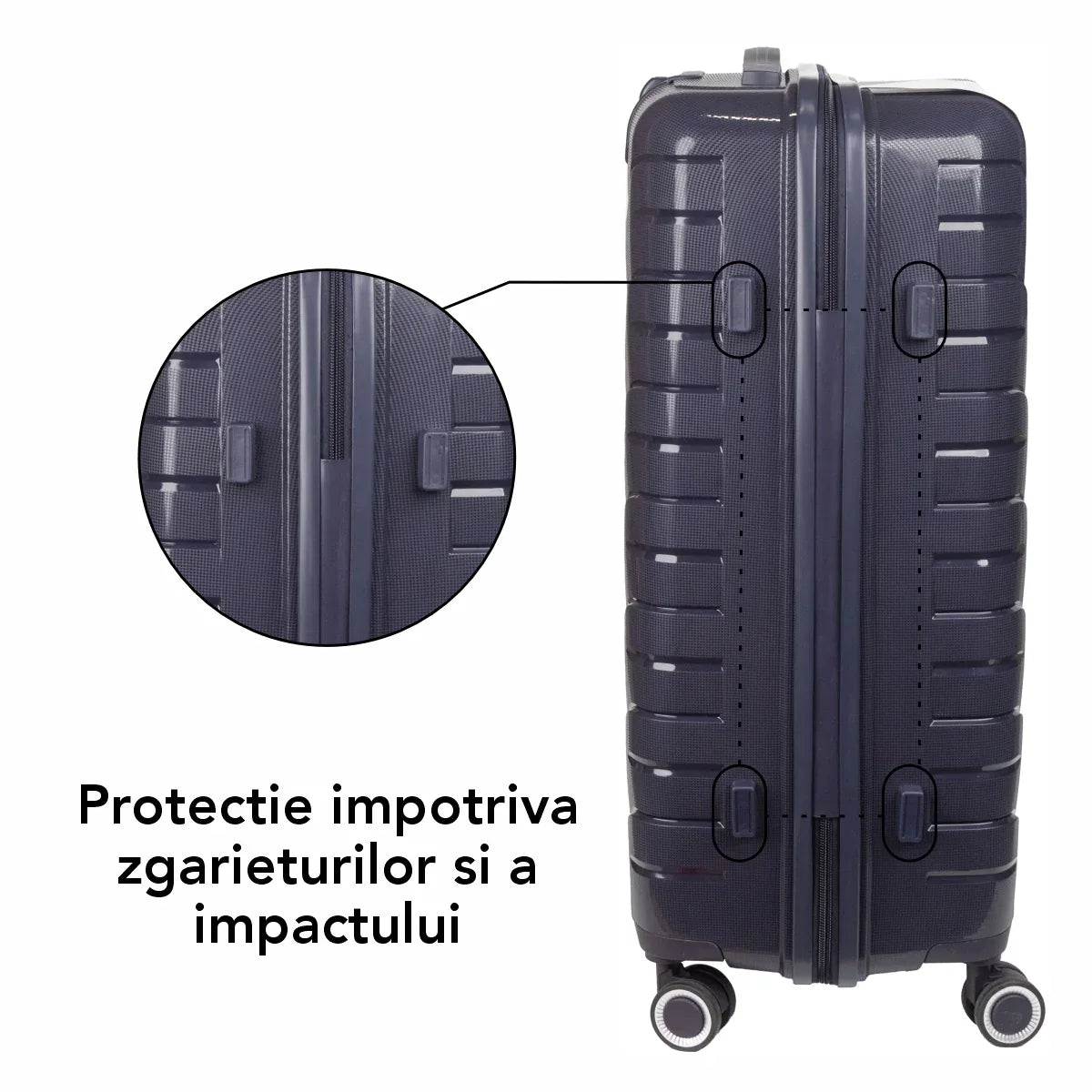 Troler voiaj Mic S, StowAway, Naimeed D5968, 4 roti duble 360 grade detasabile , PP, inchidere cifru, Mov Inchis, 37x20x48cm