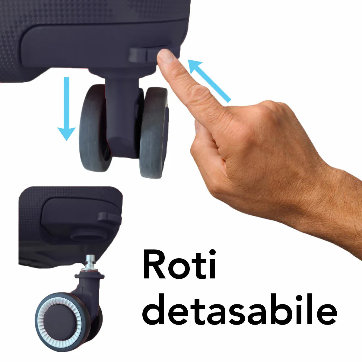 Troler voiaj Mic S, StowAway, Naimeed D5968, 4 roti duble 360 grade detasabile , PP, inchidere cifru, Mov Inchis, 37x20x48cm