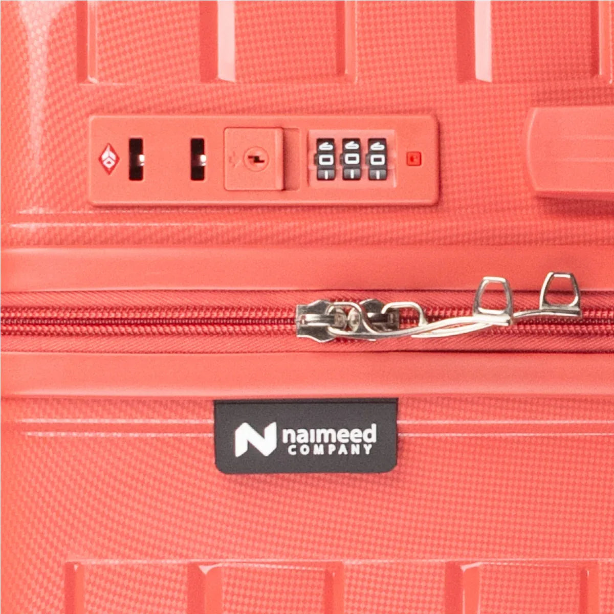 Troler voiaj Mediu M, StowAway, Naimeed D5969, 4 roti duble 360 grade detasabile , PP, inchidere cifru, Rosu, 39x22x51cm
