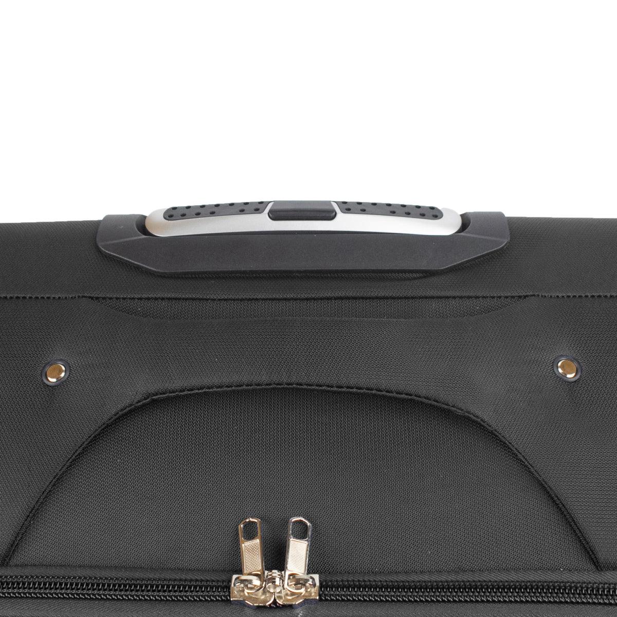 Troler voiaj Mediu, Naimeed D5971, 4 roti duble 360 grade, material textil, inchidere cifru, Negru, 41x27x62cm