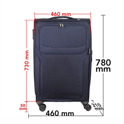 Troler voiaj Mic, Naimeed D5972, 4 roti duble 360 grade, material textil, inchidere cifru, Albastru, 36x23x52cm