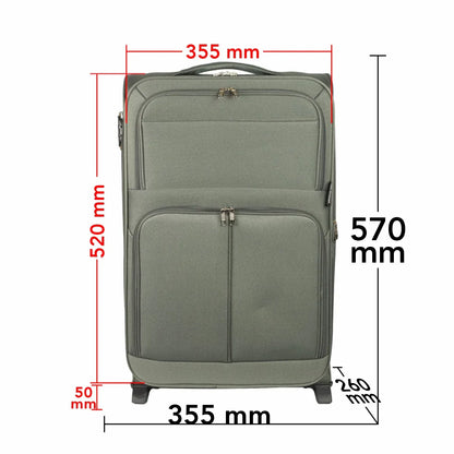 Troler voiaj Mic, Naimeed D5975, 2 roti, material textil, inchidere cifru, Kaki, 35.5x26x52cm