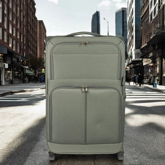 Troler voiaj Mediu, Naimeed D5975, 2 roti, material textil, inchidere cifru, Kaki, 40x28x63cm