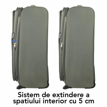 Troler voiaj Mediu, Naimeed D5975, 2 roti, material textil, inchidere cifru, Kaki, 40x28x63cm